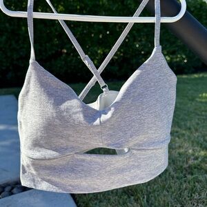 ALO Yoga Light Gray Strappy Sports Bra